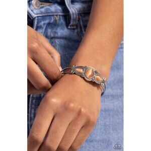 Paparazzi Greenhouse Glamour Southwestern Cuff Bracelet Silver-Tone Brown New